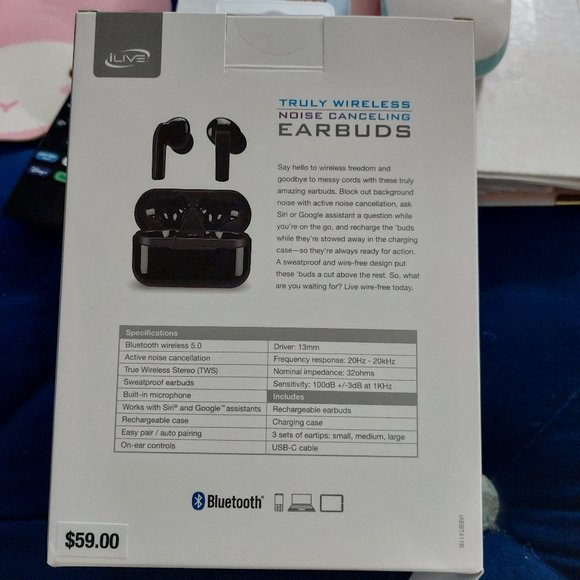 iLive Wireless Noise-Cancel Earbuds BLACK - Picture 3 of 4